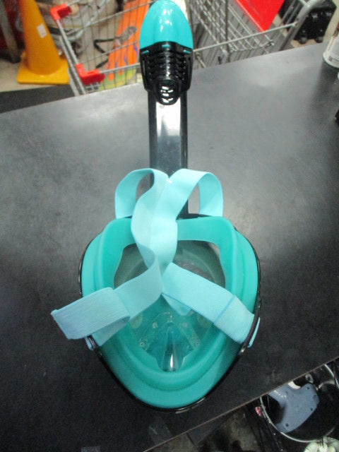 Used Full Face Diving Mask With Attached Snorkel In Teal