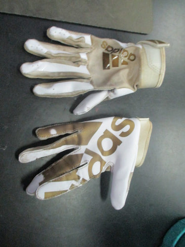 Used Adidas Gold and White Youth Medium Football Gloves