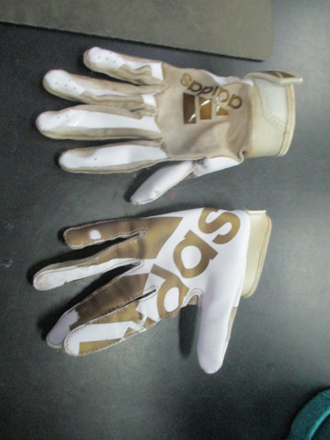 Used Adidas Gold and White Youth Medium Football Gloves