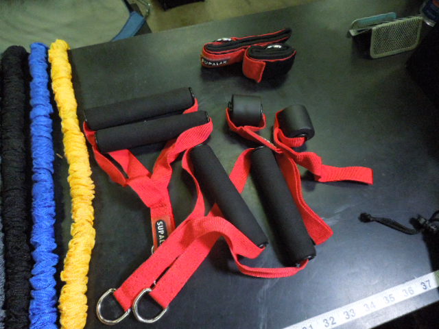 Load image into Gallery viewer, Used Supalak Resistance Band Set includes handles, bands, door anchors

