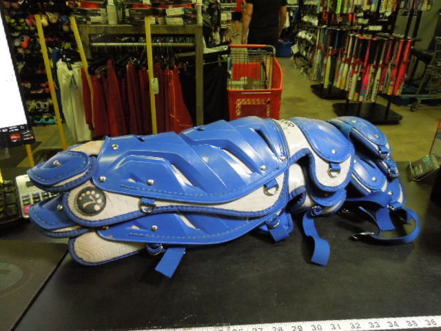 Load image into Gallery viewer, Used All Star LG30WPRO **** Adult Catcher's Shin Guards in Royal Blue

