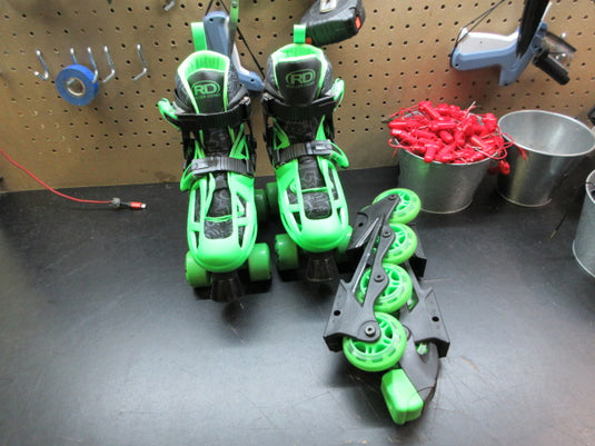 Used Roller Derby Green Kids Inline-Quad Combo Skates - Size 3-6