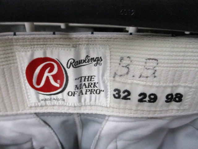 Load image into Gallery viewer, Used Rawlings Blue Striped Grey Elastic Bottom Pants Adult Size 32 - 29
