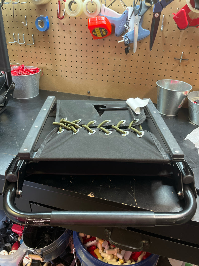 Load image into Gallery viewer, Used black folding stadium chair
