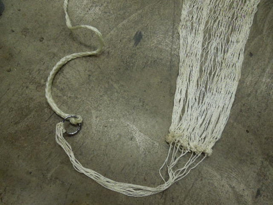 Used White Expanding Net Style Hammock with Two O Ring Suspension Points