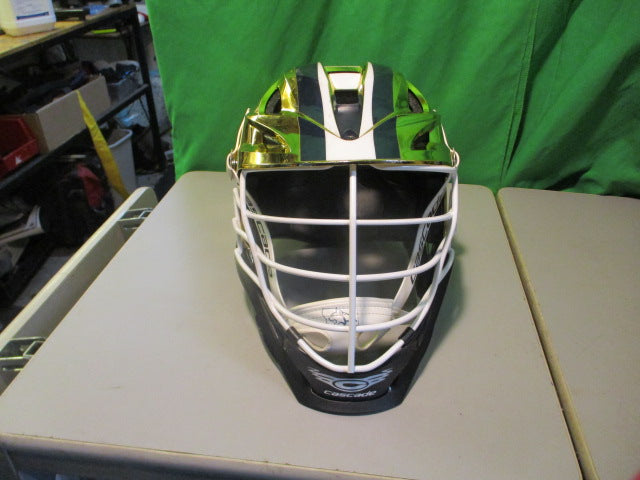 Load image into Gallery viewer, Used Cascade S Gold OSFM Lacrosse Helmet
