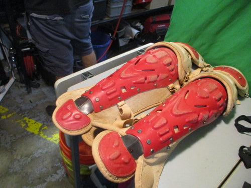 Used Adult Red Catchers Shin Guards