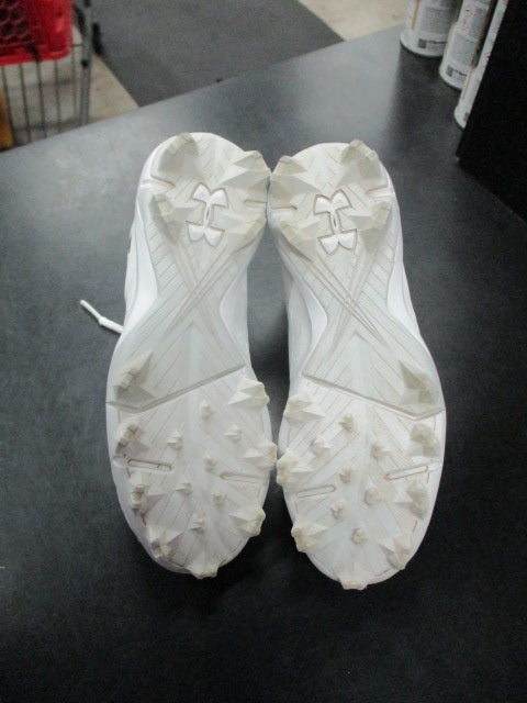 Load image into Gallery viewer, Used Under Amour Glyde 2.0 youth cleats in white size 1Y very light use
