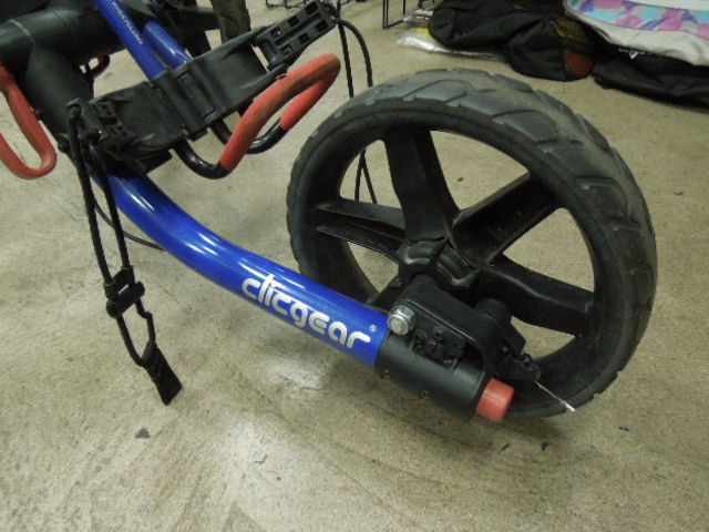 Load image into Gallery viewer, Used Clicgear Model 3.0 Folding Golf Push Cart Securing Bungee Straps are Worn
