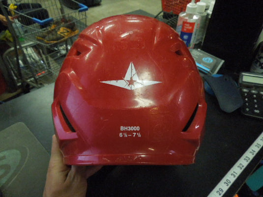 Used All Star Red BH3000 6.5-7.5 Batting Helmet With Jaw Guard