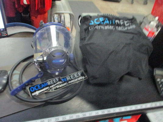 Used Ocean Reef G. Divers IDM Mask in Cobalt with Bag and Extra HP Cables