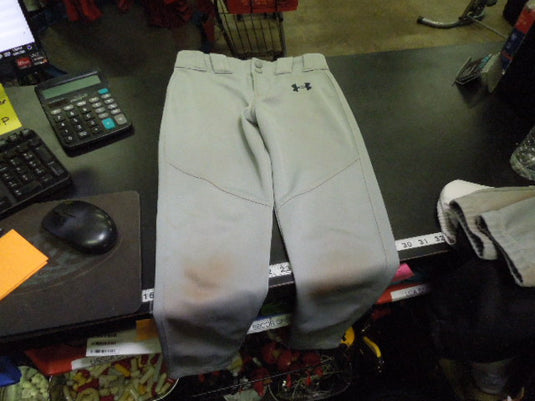 Used Under Armour Youth Straight Bottom Baseball Pants in Grey Size Youth SM