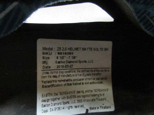 Used Easton Z5 2.0 Batting Helmet - 6 1/2 - 7 1/8