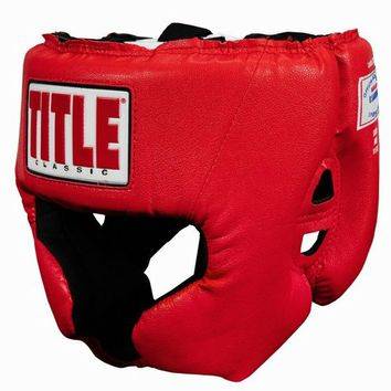 New Title Classic USA Boxing Competition Headgear w/ Cheek Small Red