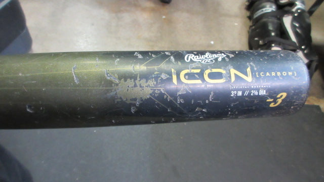 Load image into Gallery viewer, Used Rawlings Icon Carbon 32&quot; (-3) BBCOR Composite Bat - chipping

