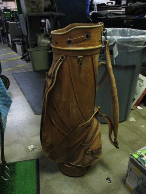 Load image into Gallery viewer, Vintage Full Grain Brown Leather Golf Caddy Carry Bag
