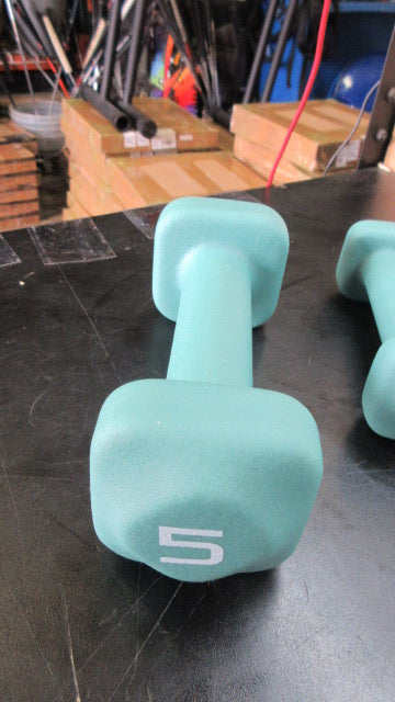 New Cap Barbell TONE Fitness 5lb Neoprene Coated Square Head Dumbbells - Pair