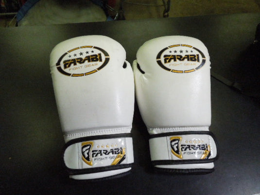Used Farabi Fight Gear 8 oz Boxing Gloves in White