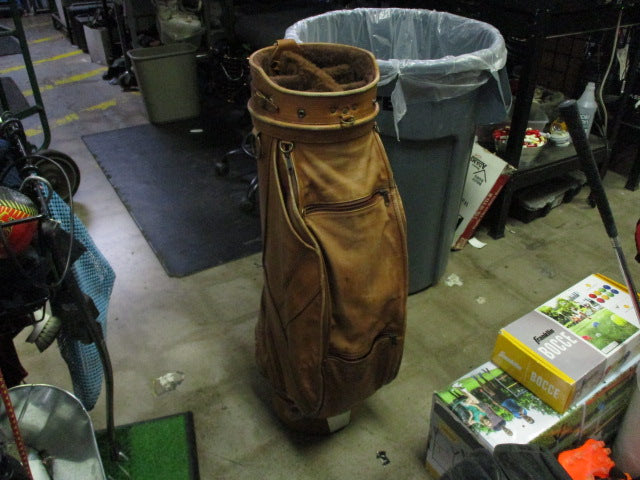 Load image into Gallery viewer, Vintage Full Grain Brown Leather Golf Caddy Carry Bag
