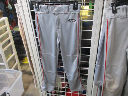 Used Rawlings Grey w/ Red Piping Open Bottom Baseball Pants Size Youth Large