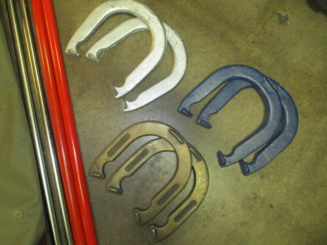 Load image into Gallery viewer, Used Eddie Bauer Horseshoe Set With Metal Stakes 3 Pairs of Shoes With Carry Bag
