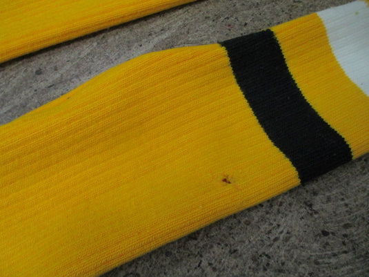 Used Yellow Striped Hockey Socks (Has Small Hole)