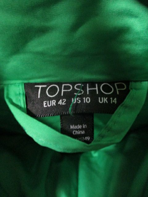 Used Topshop Green Puffer Jacket Size 10