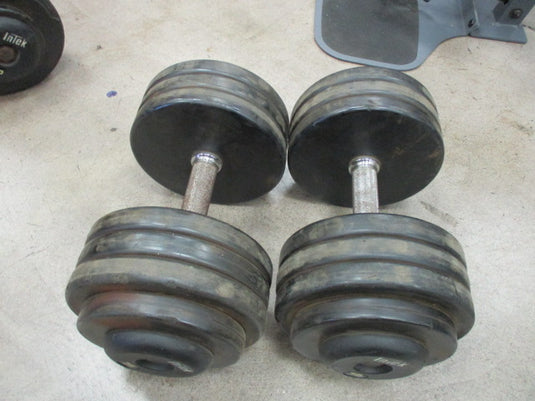 Used Intek 75 Lb Rubber Dumbbell - PAIR