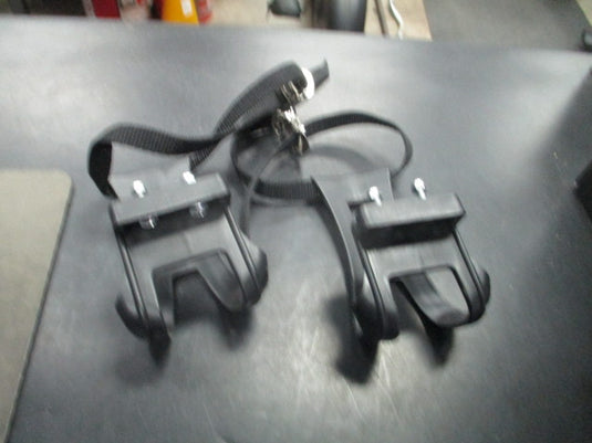 Used Black Bike Pedal Toe Clips and Straps set of 2