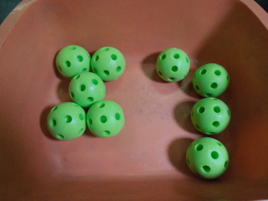 Used Mini Solid Plastic Green Hit Training Balls 9ct