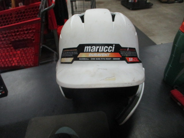 Load image into Gallery viewer, Used Marucci Duravent Senior White With Cheek protector Batting  Helmet
