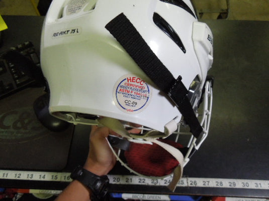 Used Bauer Re-Akt White Hockey Helmet Size Large w/ Mask