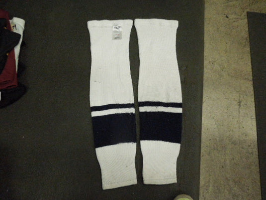 Used CCM Hockey Socks in White with Stripes
