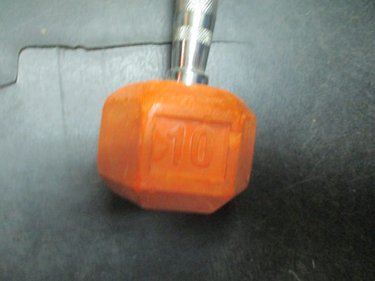 Used 10lb Rubber Hex Dumbbell Orange