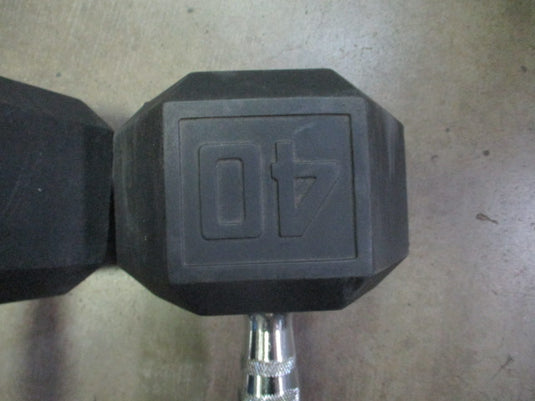 Used 40lb Rubber Hex Dumbbell - QTY2