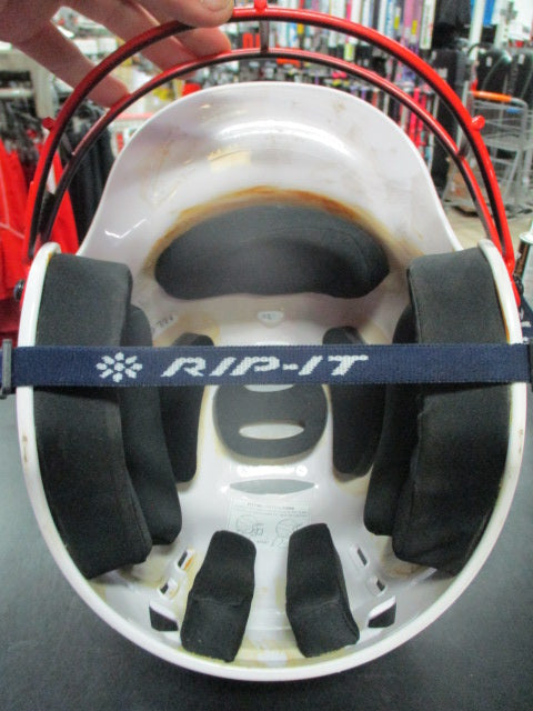 Used Rip It Batting helmet with face cage in white, size M 6 1/5 - L 7 3/8