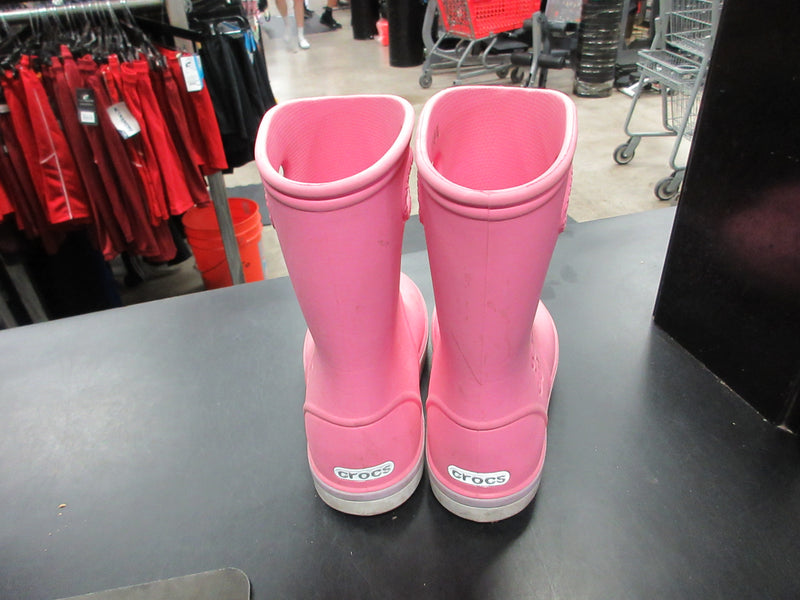 Load image into Gallery viewer, Used Crocs Pink Size 1 Rain Boots
