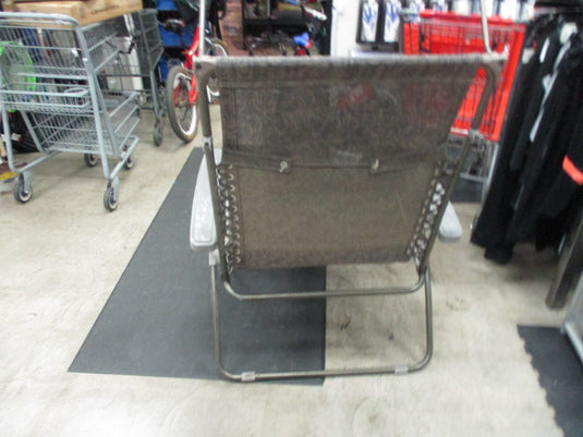Used Brown Camping Folding Chair Turns To A Bed W/ Sun Shade