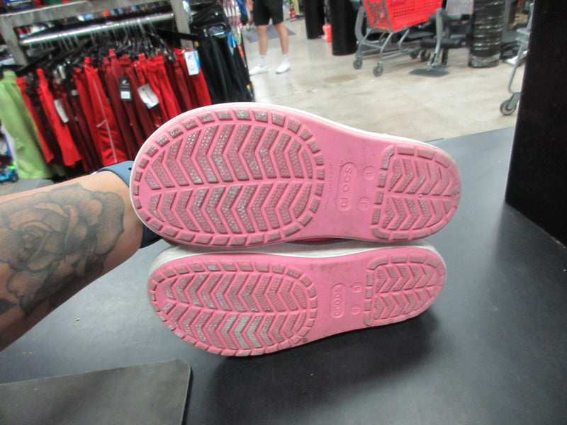 Load image into Gallery viewer, Used Crocs Pink Size 1 Rain Boots
