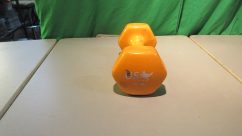 Used USA Sports 10 Pound Orange Vinyl Dumbbell