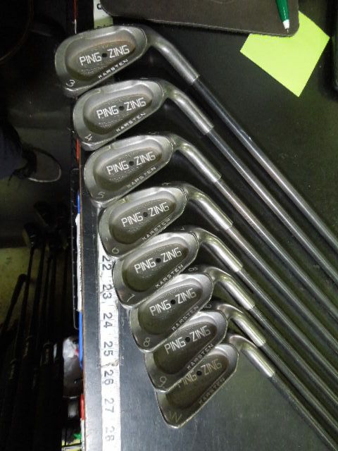 Load image into Gallery viewer, Used PING Zing Black Dot Karsten 8pc Right Hand Iron Set Matching Serials
