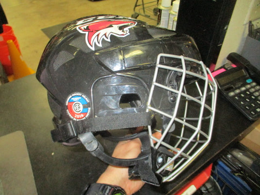 Used CCM Fitlite 40 black hockey helmet with matching face cage