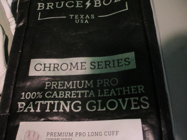 Load image into Gallery viewer, Bruce Bolt Premium Pro Chrome Series Long Cuff Batting Gloves - Medium
