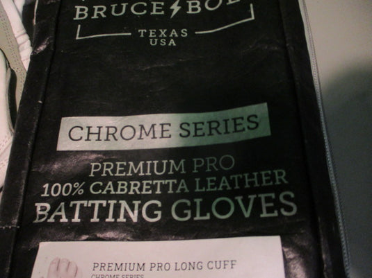 Bruce Bolt Premium Pro Chrome Series Long Cuff Batting Gloves - Medium