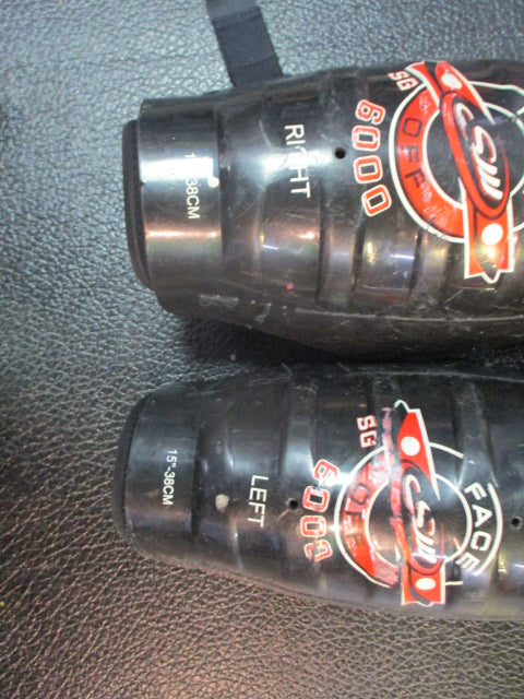 Used Sher-Wood Face Off 600 15" Hockey Shin Guards