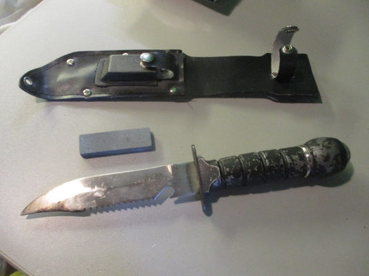 Used Stainless Steel Survival Knife with Compass and Kit