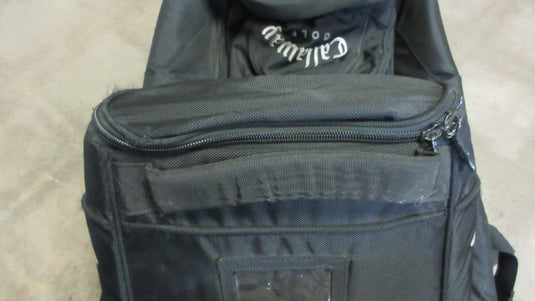 Used Callaway Golf Bag Travel Bag w/ Wheels - wear on corners & cracked plastic