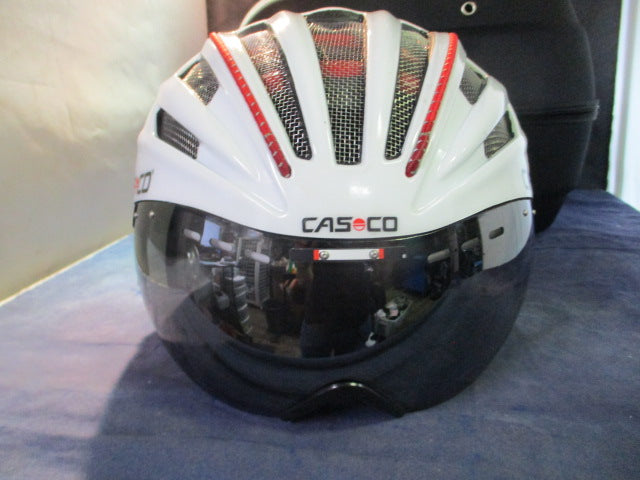 Load image into Gallery viewer, Used Casco SPEEDairo White Bicycle Helmet w/ Visor Size Medium (54-59cm)
