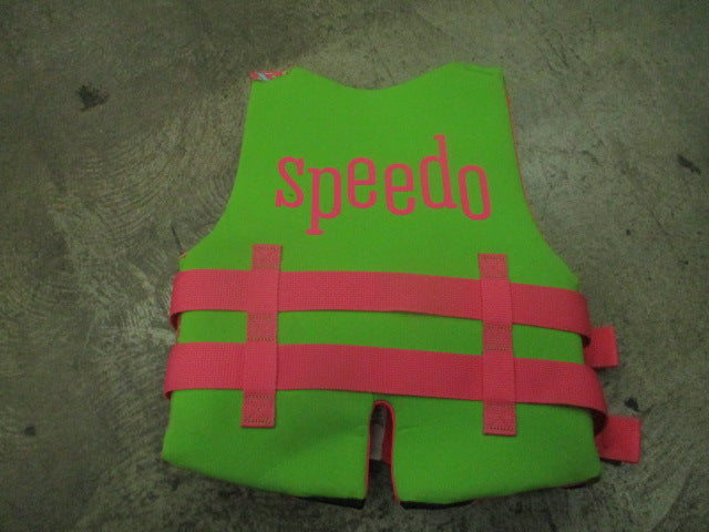 Load image into Gallery viewer, Used Speedo Pink/Green Youth Life Jacket Size 50-90lbs

