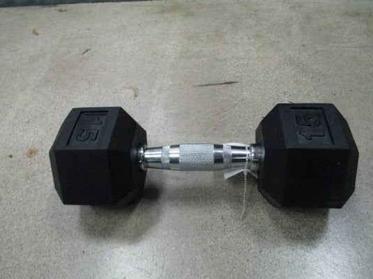 New Rising Sports 15lb Rubber Dumbbell